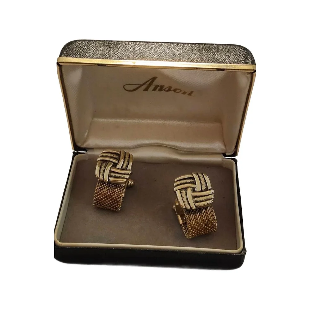 Vintage Anson Gold Mesh Cufflink Set - NOS